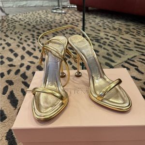 Alexandre Birman Teresa 100 Gold Sandal Heels 39